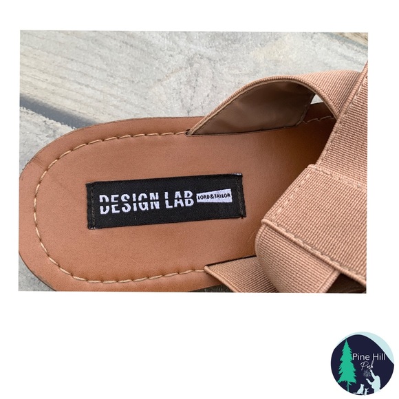 Lord & Taylor Design Lab Sandals Womens 8 Beige Flat Fabric Stretch Slingback - Picture 2 of 7